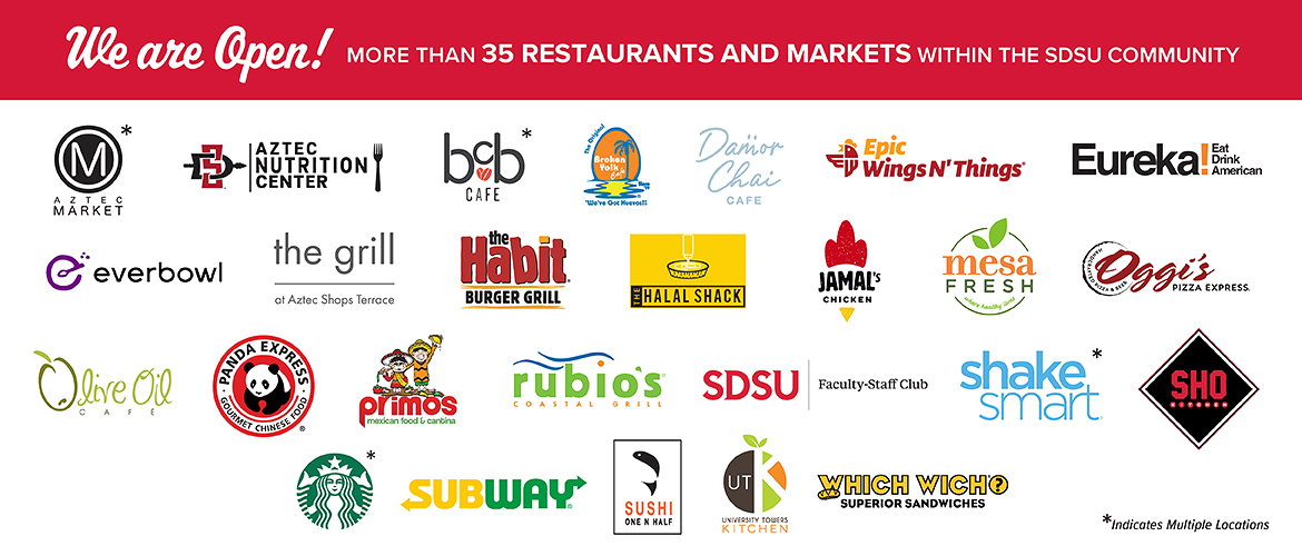 Logos of SDSU dining locations