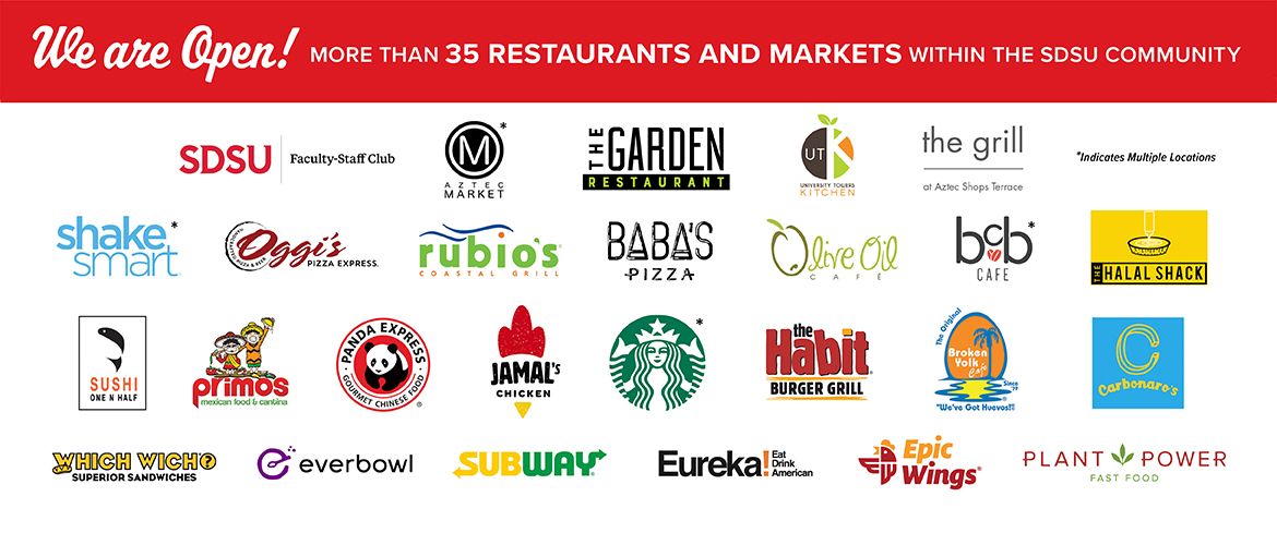 Logos of SDSU dining locations