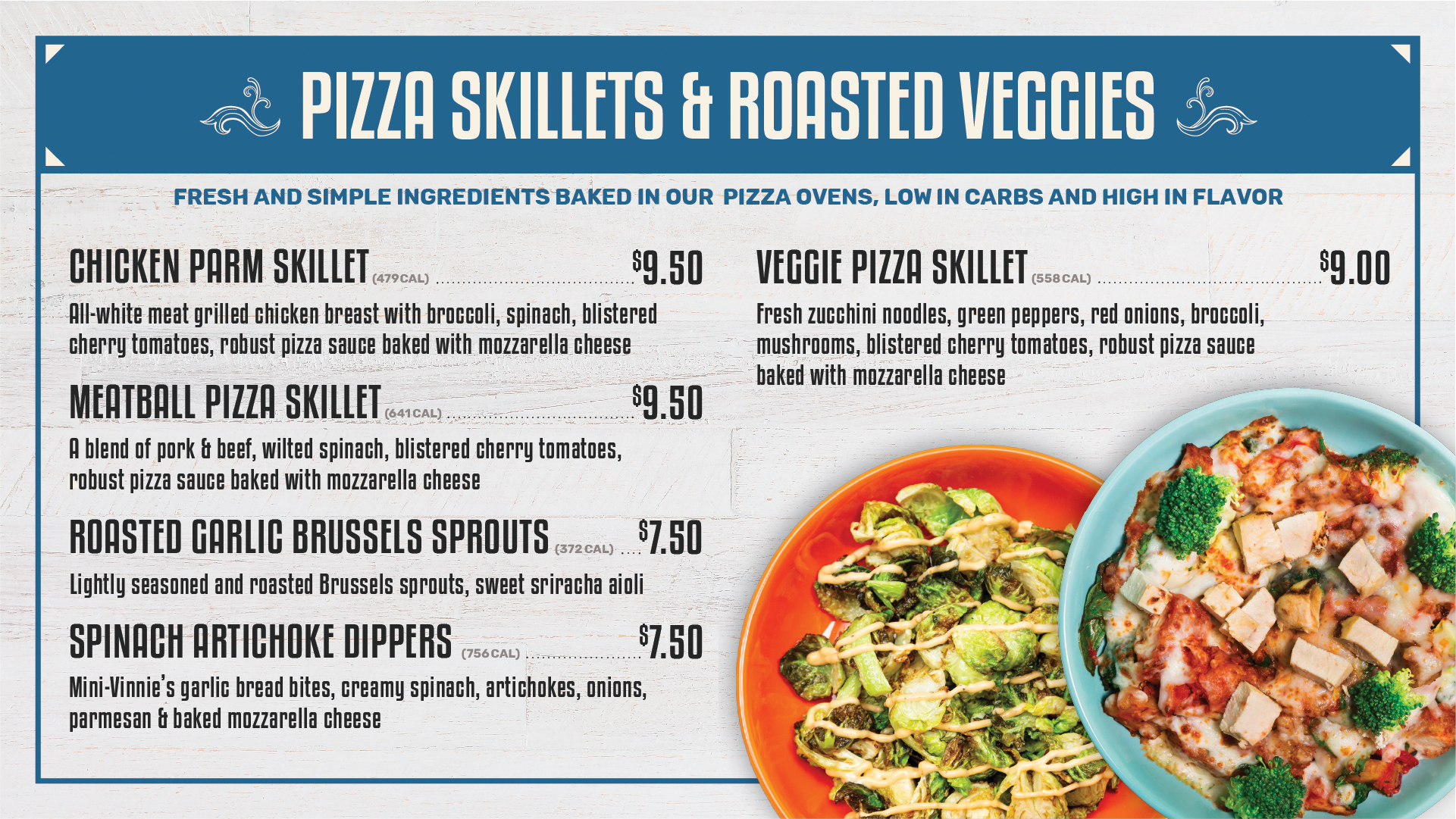 Pizza skillets & roasted veggies