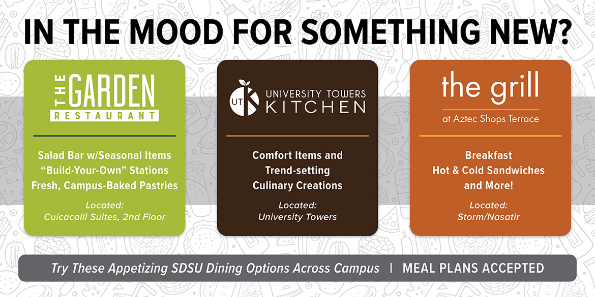 In the mood for something new? Try these appetizing SDSU options across campus!