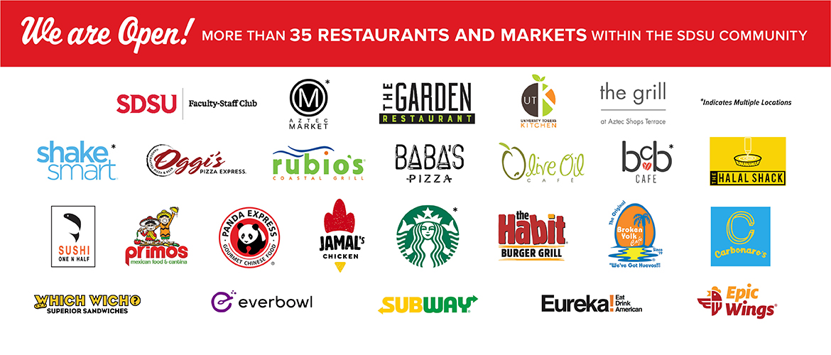 Logos of SDSU dining locations