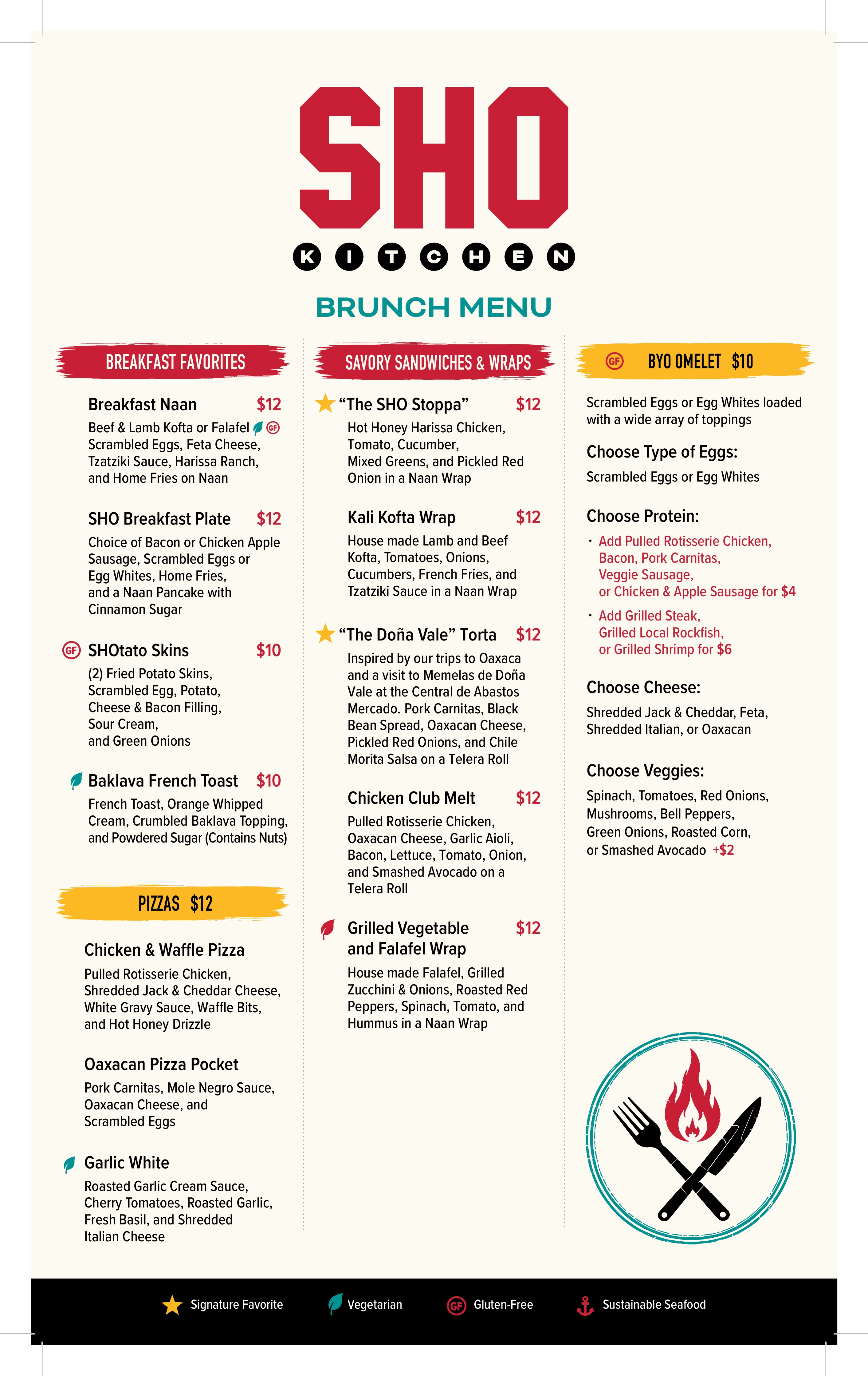 SHO Kitchen Breakfast Menu